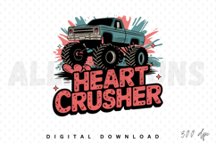 Heart Crusher Sublimation PNG, Cute Kid Valentine PNG Product Image 1