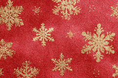A vibrant red background with gold snowflakes pattern Product Image 1