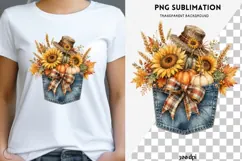 Autumn denim pocket png design for T-shirts Product Image 1