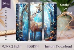 Stained Glass Christmas Sublimation, Deer Tumbler Wrap Product Image 1