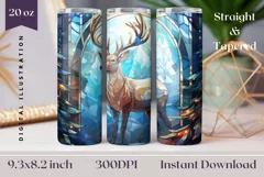 Stained Glass Christmas Sublimation, Deer Tumbler Wrap Product Image 1