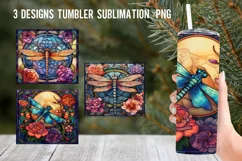 Stained Glass Dragonflies Tumbler Wrap Sublimation PNG Product Image 1