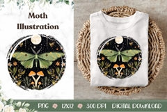 Celestial Butterfly Illustration, Cute Moon Illustration PNG Product Image 1