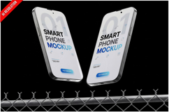 Two Smartphones Chain Link Fence Product Image 1