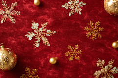 A festive holiday background with gold ornaments &amp; snowflake Product Image 1