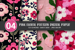 Pink Floral Pattern Digital Paper Product Image 1