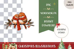 Cartoon Christmas Bird Illustration, Winter Birds PNG Product Image 1