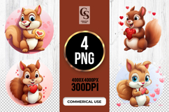Cute Squirrel Heart Clipart Sublimation PNG Product Image 1