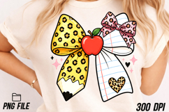 Teacher Pencil Coquette Bow PNG Positive Sublimation Product Image 2