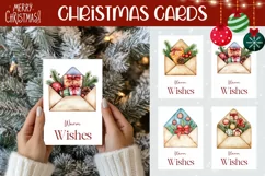 Watercolor Christmas Greeting Cards, Christmas Envelope PNG Product Image 1
