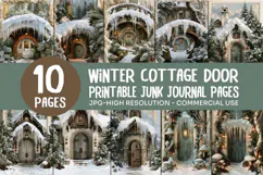 Winter Cottage Door Junk Journal Pages Product Image 1