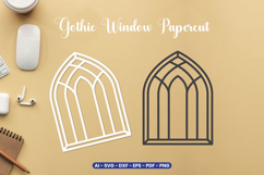 Gothic Window Paper cut - Paper cut Template Product Image 1