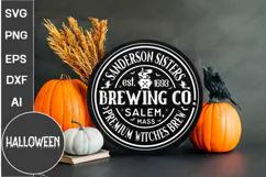 Farmhouse Halloween PNG SVG | Halloween Round Sign SVG Product Image 2