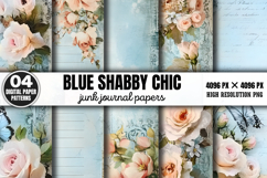 Blue Shabby Chic Junk Journal Paper PNG Product Image 1
