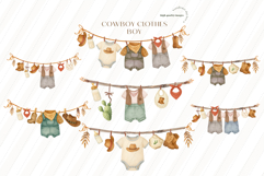 Wild West Cowboy Clothesline Clipart, Wild West Cowboy Product Image 1