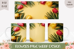 Spring Flowers Mug Wrap, Tropiacal Leaves Mug Template Product Image 1