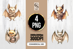 Cute Baby Bat Watercolor Clipart Sublimation PNG Product Image 1