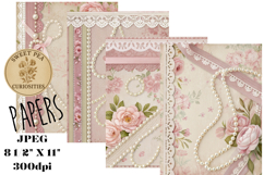 Shabby Chic, Pink, Paper, Floral, Papers, Junk Journal Product Image 1