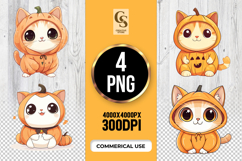 Pumpkin Cat Clipart Sublimation PNG Product Image 1