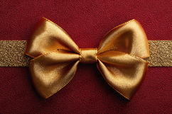 &quot;Gold Satin Bow on Red Velvet Texture - Gift Wrapping Backgr Product Image 1