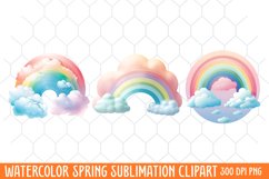 Watercolor Spring Clipart, Hello Spring Clipart Product Image 1