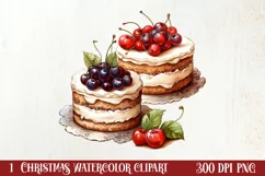 Watercolor Christmas Cakes Clipart, Christmas Clipart Product Image 1
