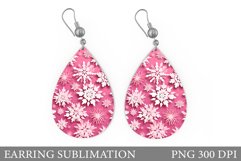 Snowflakes Earring Sublimation. Winter Teardrop Earring Product Image 1