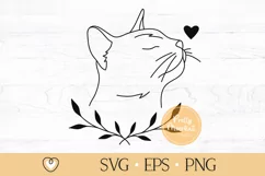 Cat svg, Cute Cat svg, Cat with Heart svg, png Product Image 1