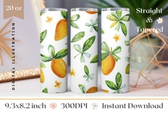 Mango Tumbler Design, Floral Tumbler Template, Mango Print Product Image 1