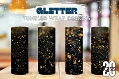 Gold Glitter Tumbler Sublimation, Black Tumbler Wrap Design Product Image 1