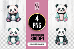 Cute Panda Watercolor Clipart Sublimation PNG Product Image 1