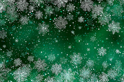 A vibrant green background with white snowflakes falling Product Image 1