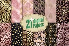 Rose Gold and Black Animal Print Digital Paper Product Image 1