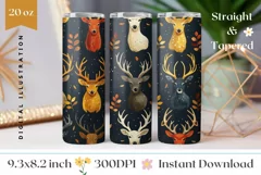 Forest Animals Tumbler Wrap, Deer Tumbler Sublimation Design Product Image 1