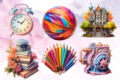 Pastel School Sublimation Clipart Bundle, Pastel School Product Image 2