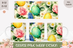 Watercolor Easter Eggs Mug Wrap Design, Easter Mug Design Product Image 1
