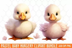 Pastel Baby Nursery Clipart Big, Baby Boy Elephant Clipart Product Image 1