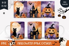 Halloween Castle Mug Wrap, Kids Halloween Mug Template Product Image 1