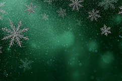 A dark green background with silver snowflakes and sparkling Product Image 1