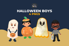 Halloween Boys Trick or Treat Clipart Product Image 1