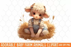 Adorable Baby Farm Animals clipart, Watercolor Clipart Product Image 1
