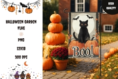Boo Halloween Garden Flag, Halloween Black Cat Garden Flag Product Image 1