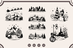 Winter Christmas Village Scene Bundle svg Clipart Product Image 1