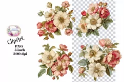 Flowers, Junk Journal, PNG, Clipart, Ephemera, Botanical Product Image 1