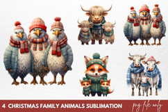 Christmas Family Animals Sublimation PNG Product Image 1
