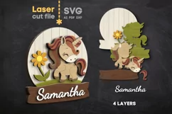 Unicorn Baby Name Sign SVG Laser cut file for Glowforge Product Image 2