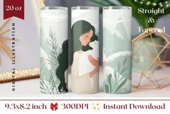 Christmas Girl Tumbler Wrap, Christmas Sheep Tumbler PNG Product Image 1