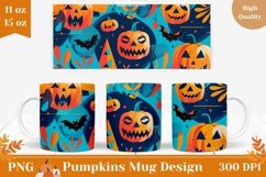 Halloween Pumpkins Mug Wrap Design, Halloween Mug Template Product Image 1