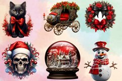 Gothic Christmas Clipart Sublimation, Gothic Christmas Colle Product Image 2