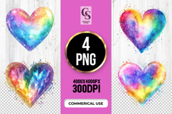 Rainbow Glitter Heart Clipart Sublimation PNG Product Image 1